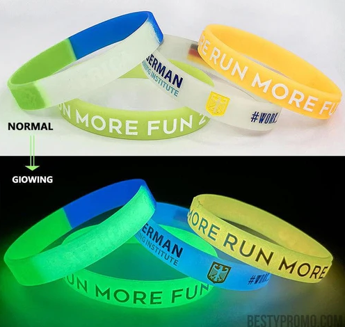 Custom Glowing Silicone Wristbands: Illuminate Your Message with Style and Visibility